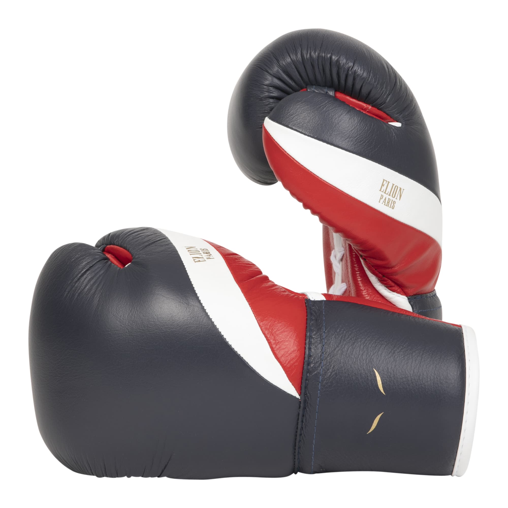 Gants de boxe à lacets ELION Paris Elegant Cuir Bleu - Blanc - Rouge - Image 2