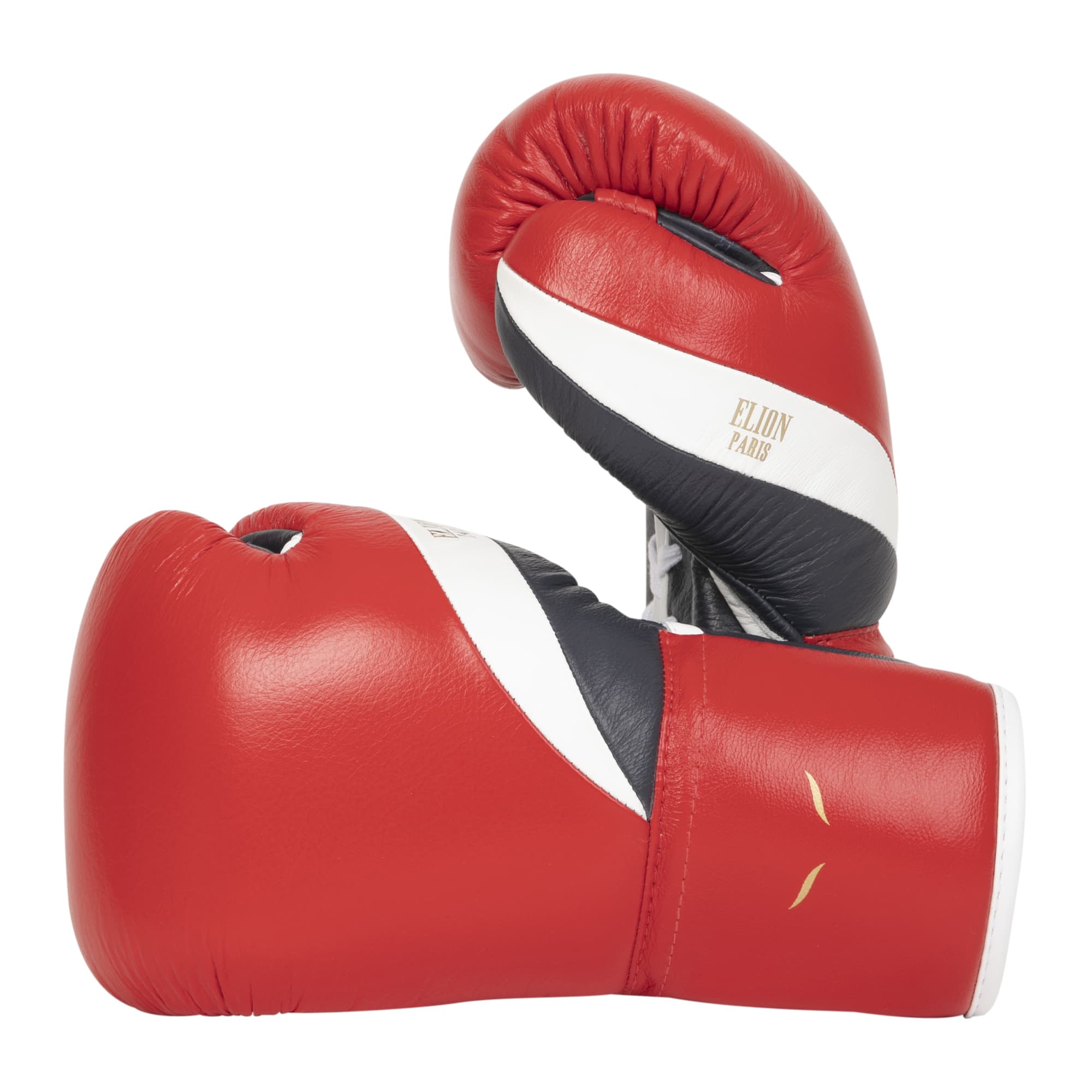 Gants de boxe à lacets ELION Paris Elegant Cuir Rouge - Blanc - Bleu - Image 2