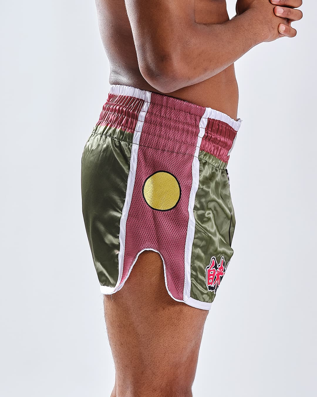 Short de Boxe Thaï NARUTO X ELION JIRAYA Kaki/Rouge - Image 2